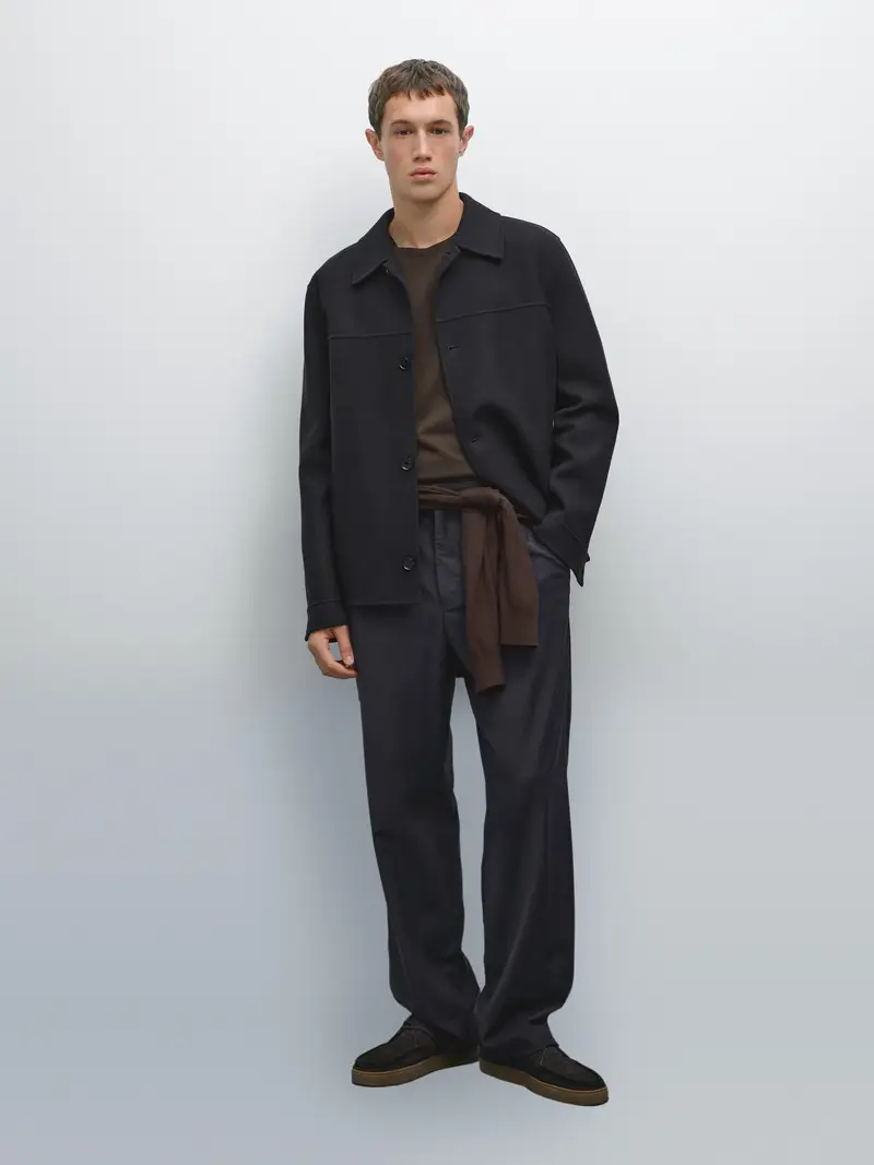 Giubbotto In Lana Doppio - Blu Marino - - Massimo Dutti - Maschile