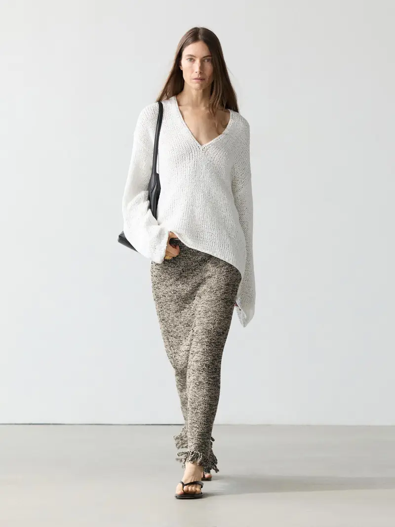 Gonna In Maglia Con Frange, Total Look - Nero - - Massimo Dutti - Femminile