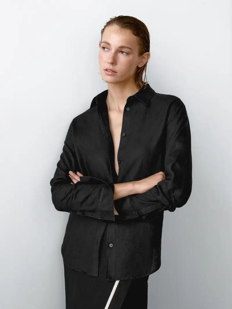 Gonna Midi Con Ricamo A Contrasto - Nero - (It 42) - Massimo Dutti - Femminile