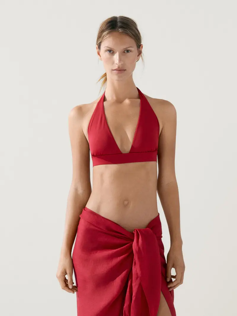 Gonna Pareo 100% Ramia - Rosso - - Massimo Dutti - Femminile