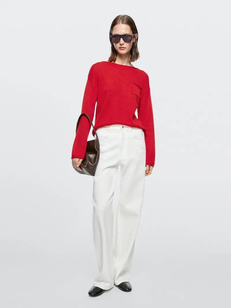 Jeans Gamba Larga A Vita Alta - Bianco Roto - (It 42) - Massimo Dutti - Femminile