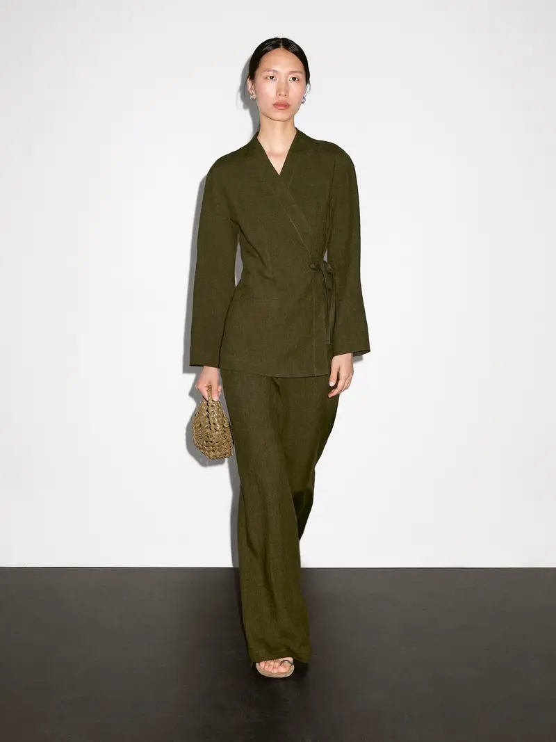 Kimono 100% Lino - Verde - - Massimo Dutti - Femminile