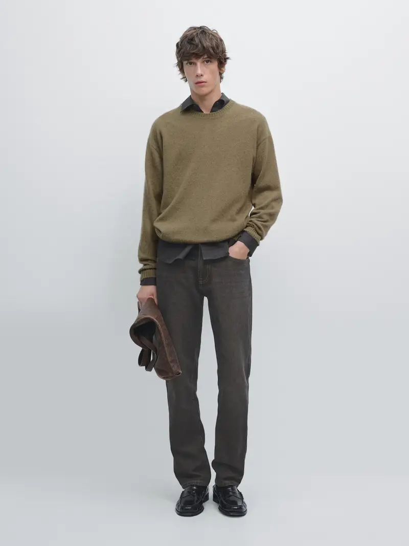 Maglia 100% Cashmere - Cachi - - Massimo Dutti - Maschile