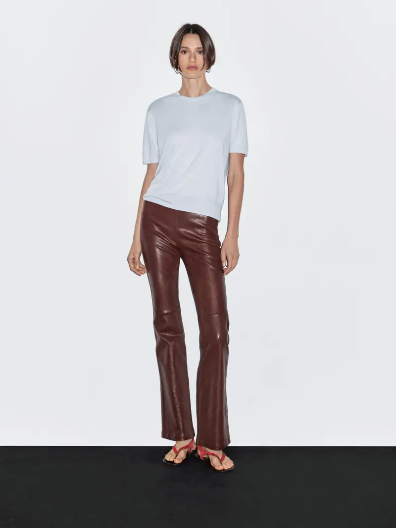 Maglia A Maniche Corte In Misto Lana - Celeste - - Massimo Dutti - Femminile