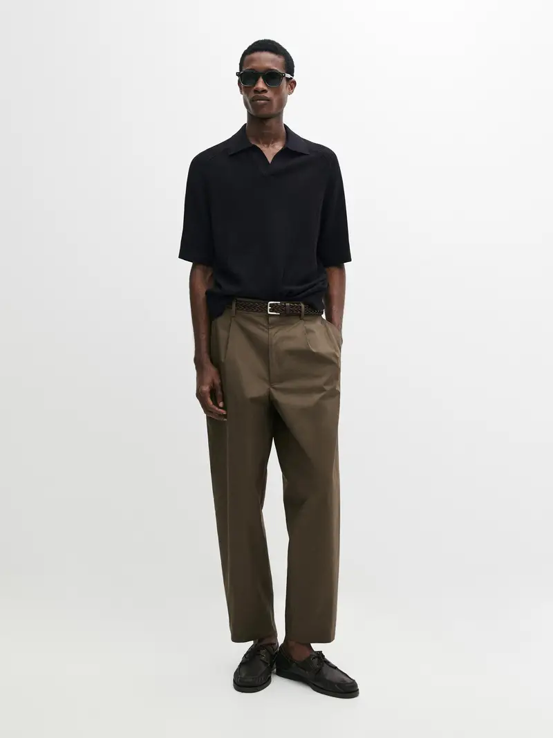 Maglia A Polo In Cotone A Costine - Blu Marino - - Massimo Dutti - Maschile