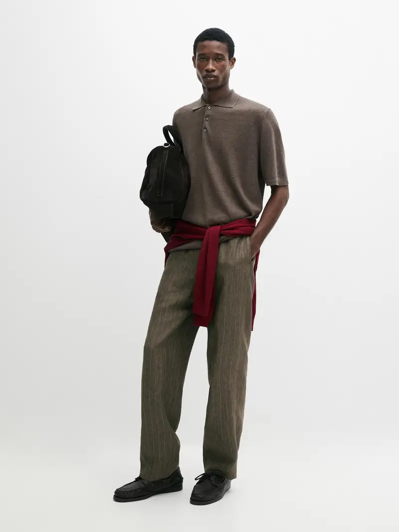 Maglia A Polo In Lino - Moca - - Massimo Dutti - Maschile