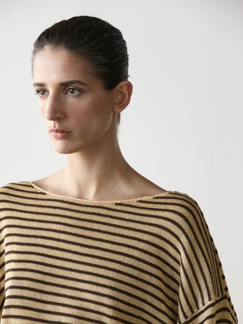 Maglia A Righe 100% Cotone - Marrone Tostato - - Massimo Dutti - Femminile