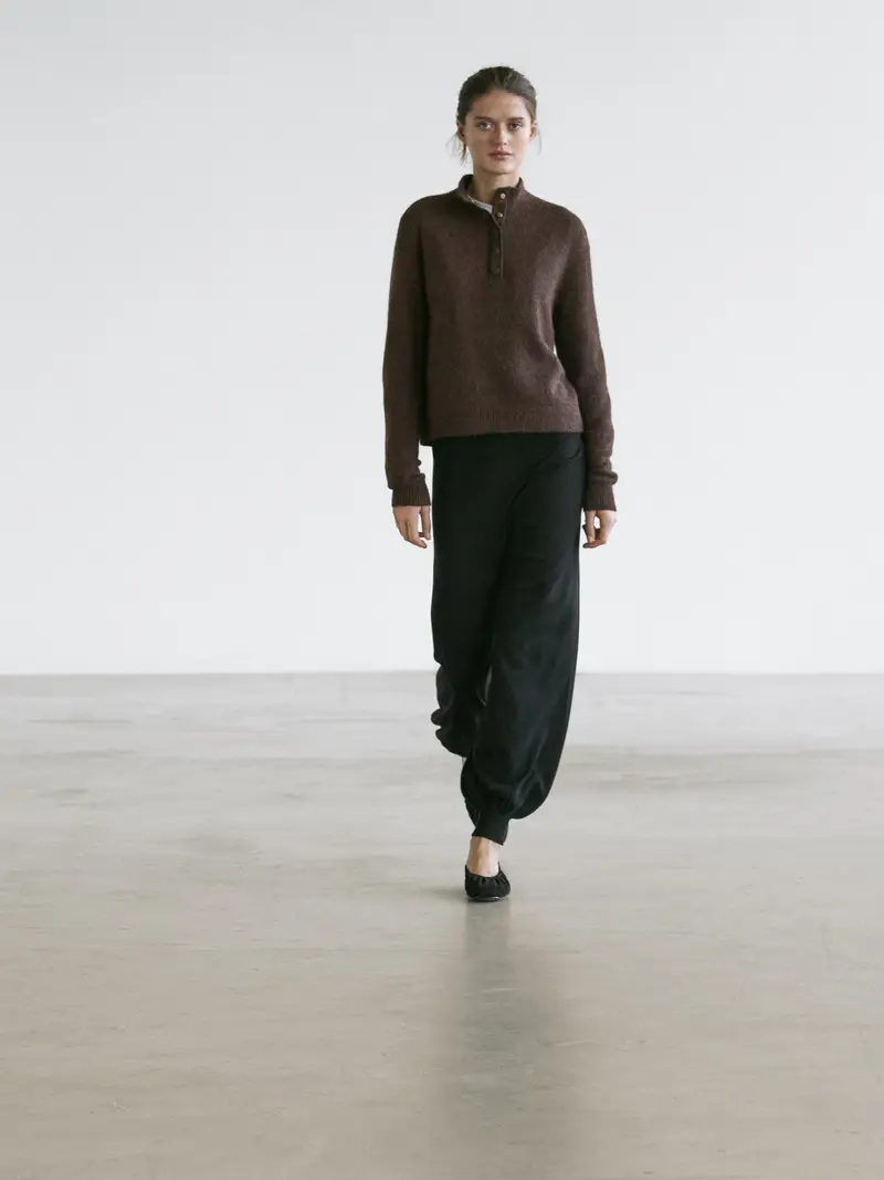 Maglia Con Collo Alto E Bottoni Automatici - Marrone - - Massimo Dutti - Femminile