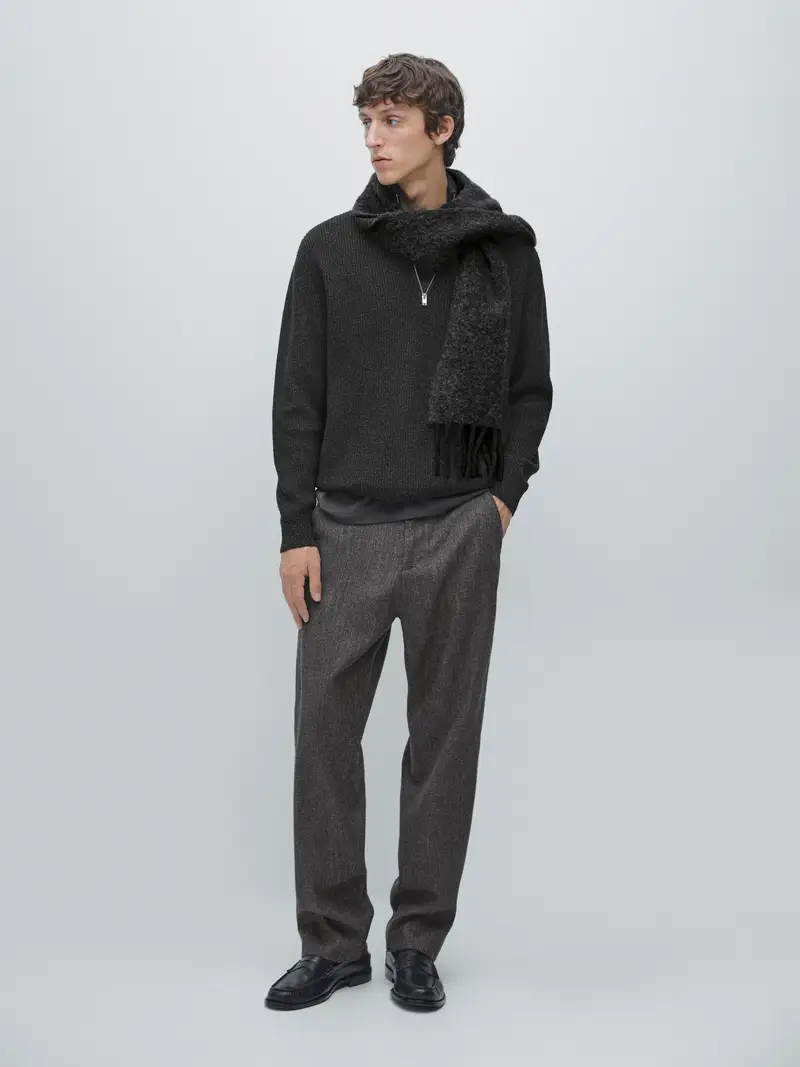 Maglia Con Collo Mock Con Cerniera - Grigio Marengo - - Massimo Dutti - Maschile