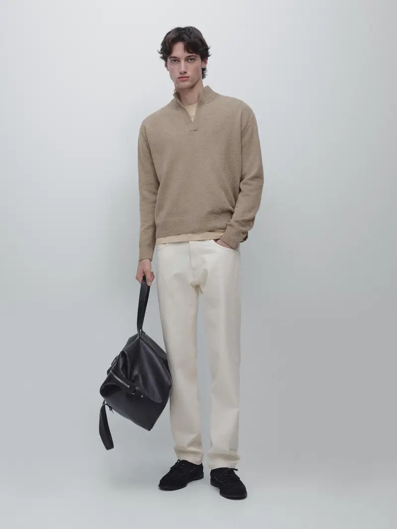 Maglia Con Collo Mock - Visone - - Massimo Dutti - Maschile