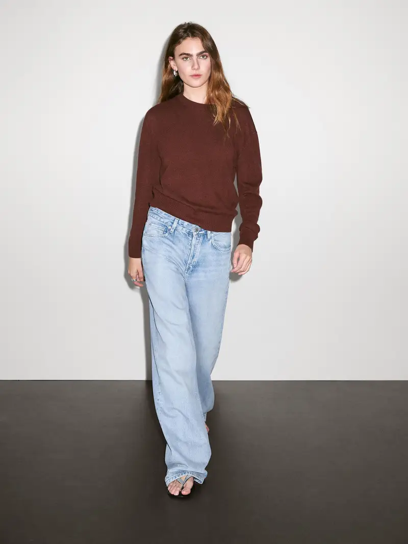 Maglia Con Collo Rotondo 100% Cashmere - Terracotta - - Massimo Dutti - Femminile