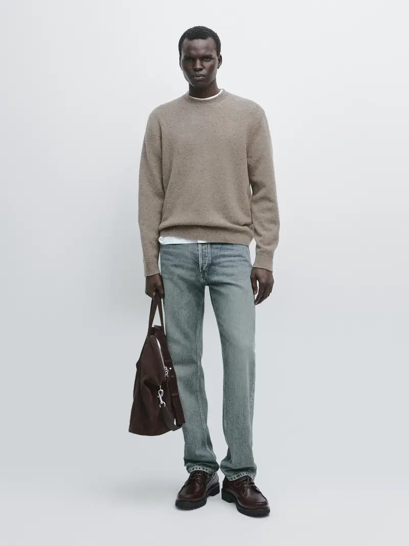 Maglia Con Collo Rotondo 100% Lana - Tartaruga - - Massimo Dutti - Maschile