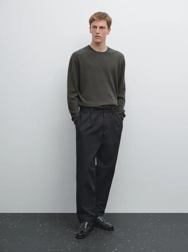 Maglia Con Collo Rotondo In Cashmere - Grigio Talpa - - Massimo Dutti - Maschile