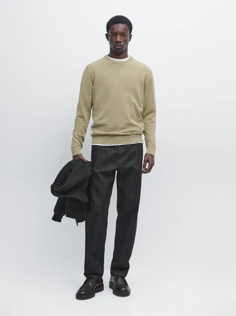 Maglia Con Collo Rotondo In Cotone E Lana - Verde Chiaro - - Massimo Dutti - Maschile