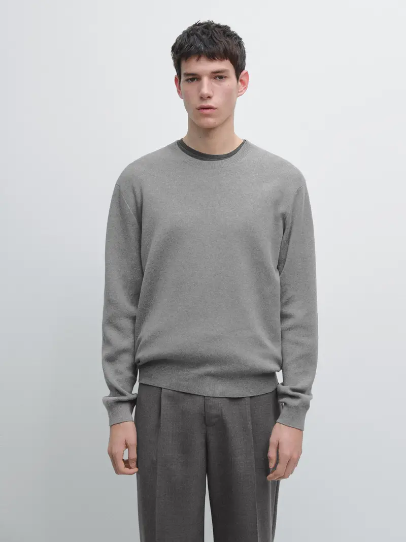 Massimo Dutti Maglia Grigio Medio in Cotone Maschile