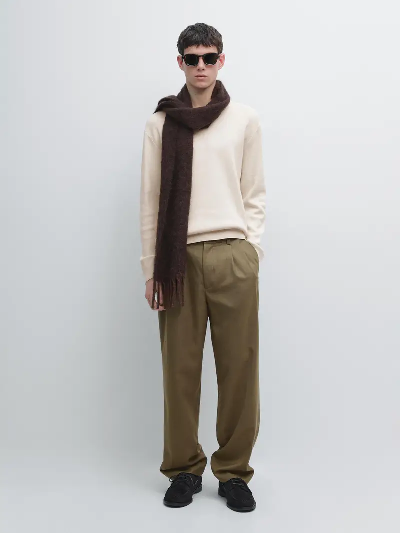 Massimo Dutti Maglia in Cotone Vaniglia Maschile