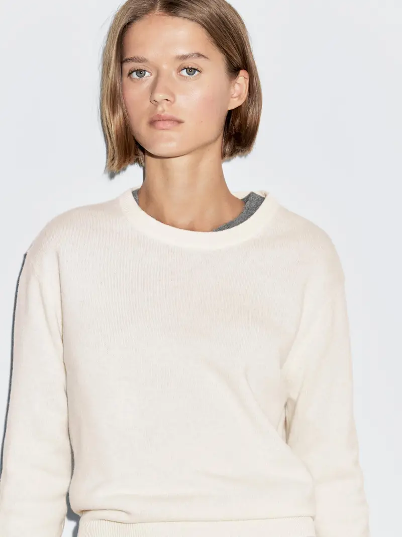 Maglia Con Collo Rotondo In Misto Lana - Ecru - - Massimo Dutti - Femminile