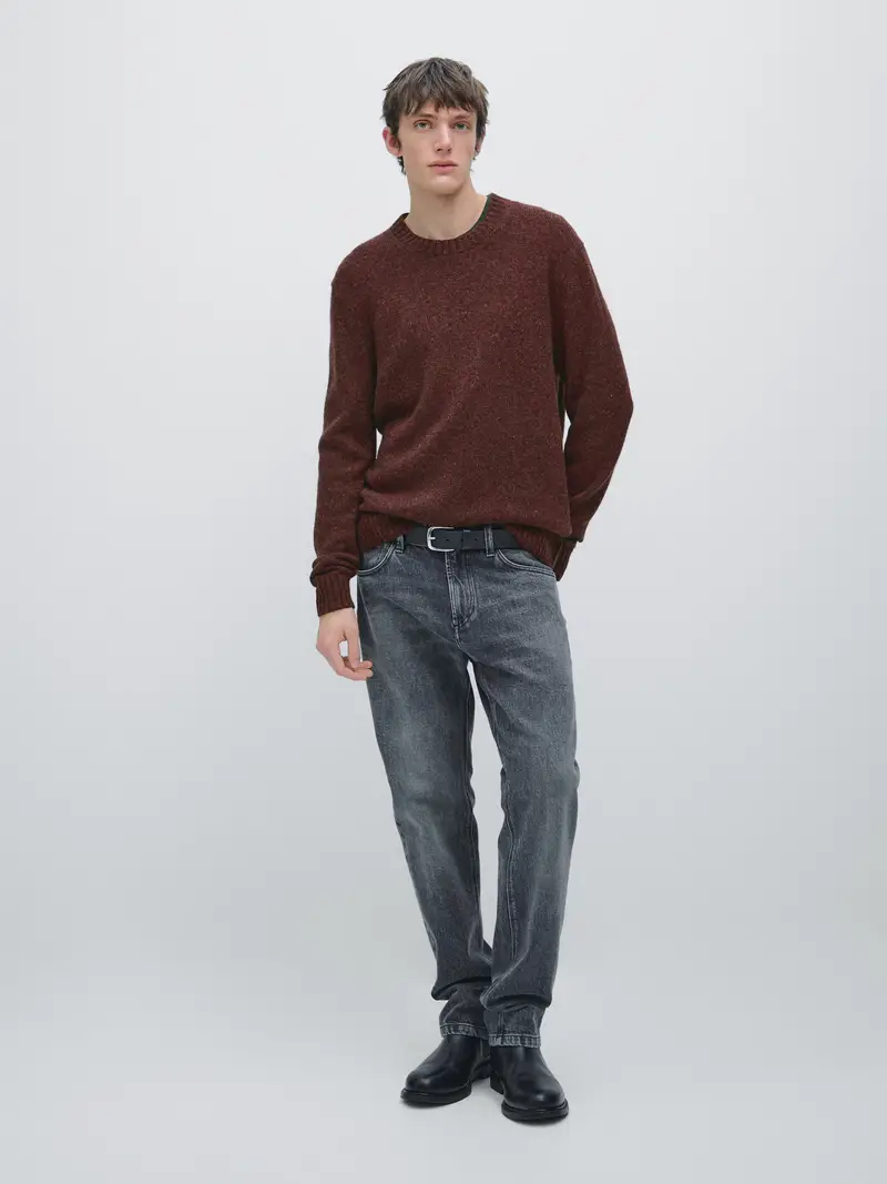 Maglia Con Collo Rotondo In Misto Lana - Granata - - Massimo Dutti - Maschile