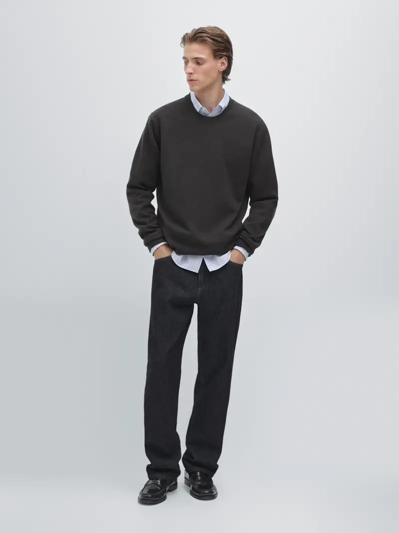 Maglia Con Collo Rotondo In Misto Lana - Grigio - - Massimo Dutti - Maschile