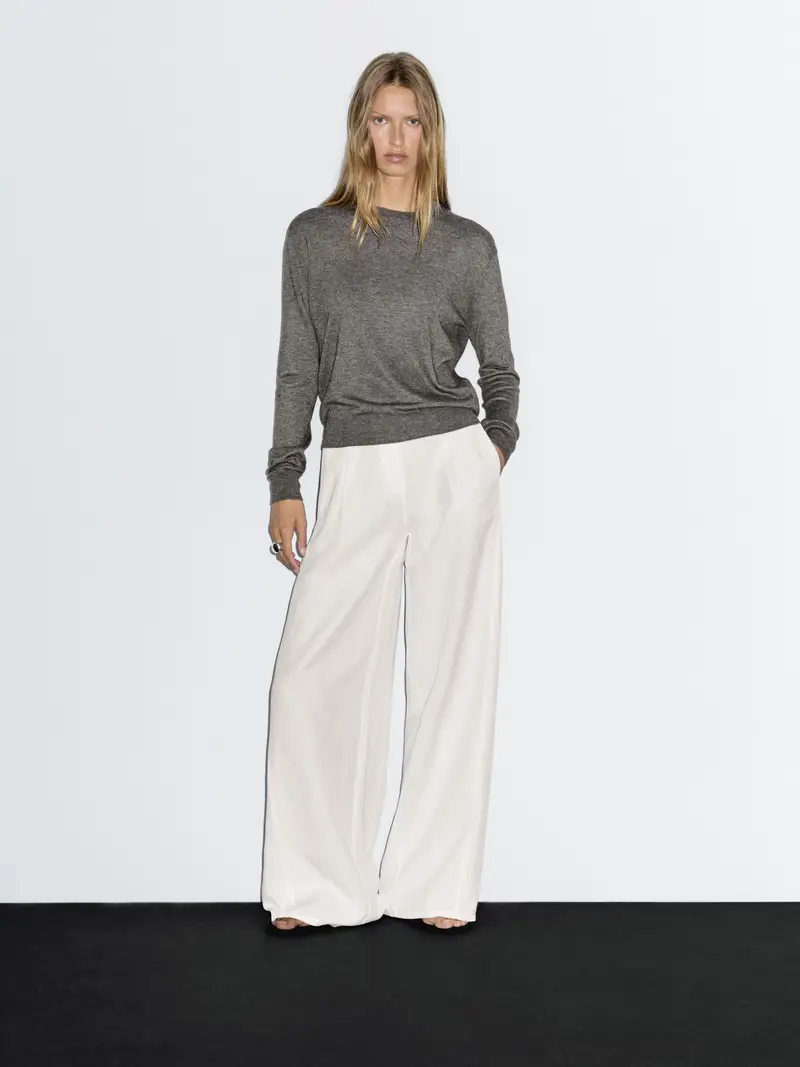 Maglia Con Collo Rotondo In Misto Lana - Grigio Medio - - Massimo Dutti - Femminile