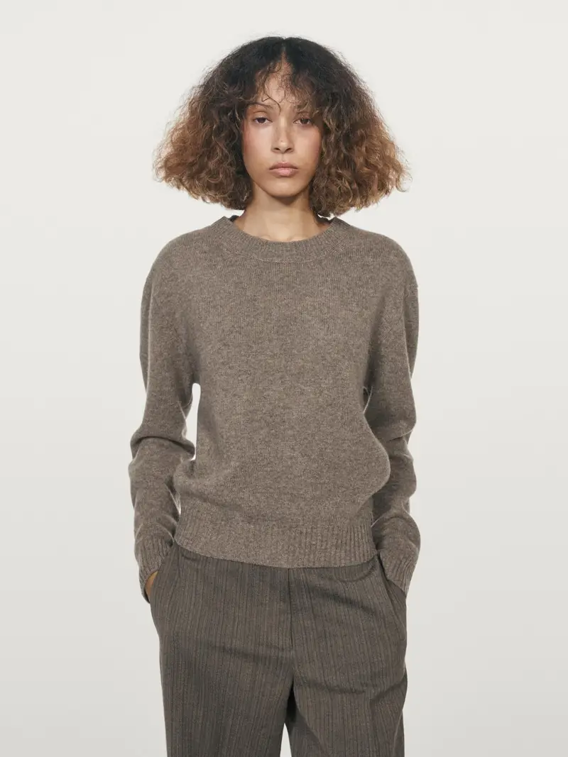 Maglia Con Collo Rotondo In Misto Lana - Grigio Mélange - - Massimo Dutti - Femminile