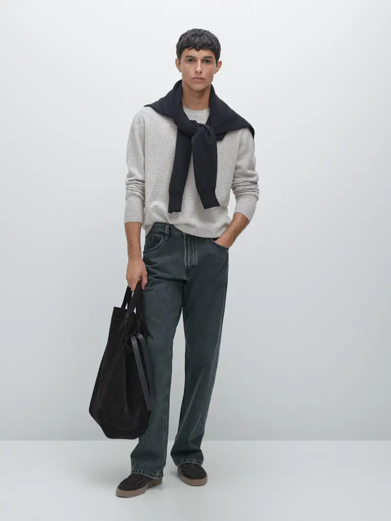 Maglia Con Collo Rotondo In Misto Lana - Grigio Mélange - - Massimo Dutti - Maschile