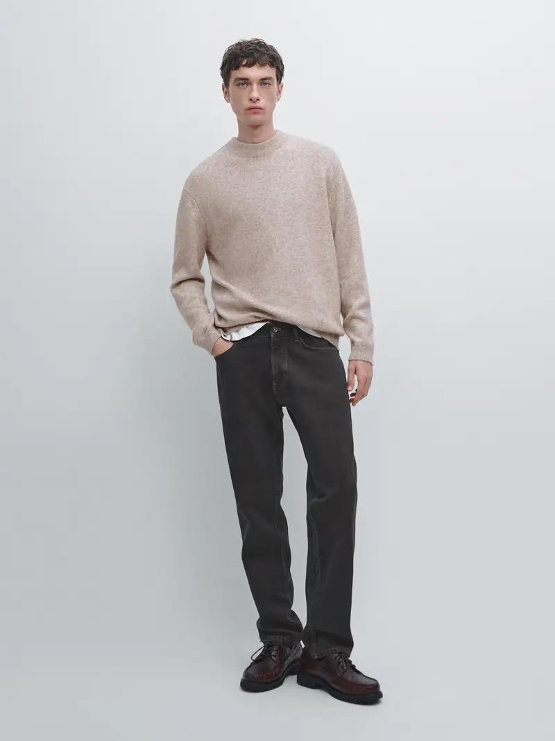 Maglia Con Collo Rotondo In Misto Lana - Sabbia - - Massimo Dutti - Maschile