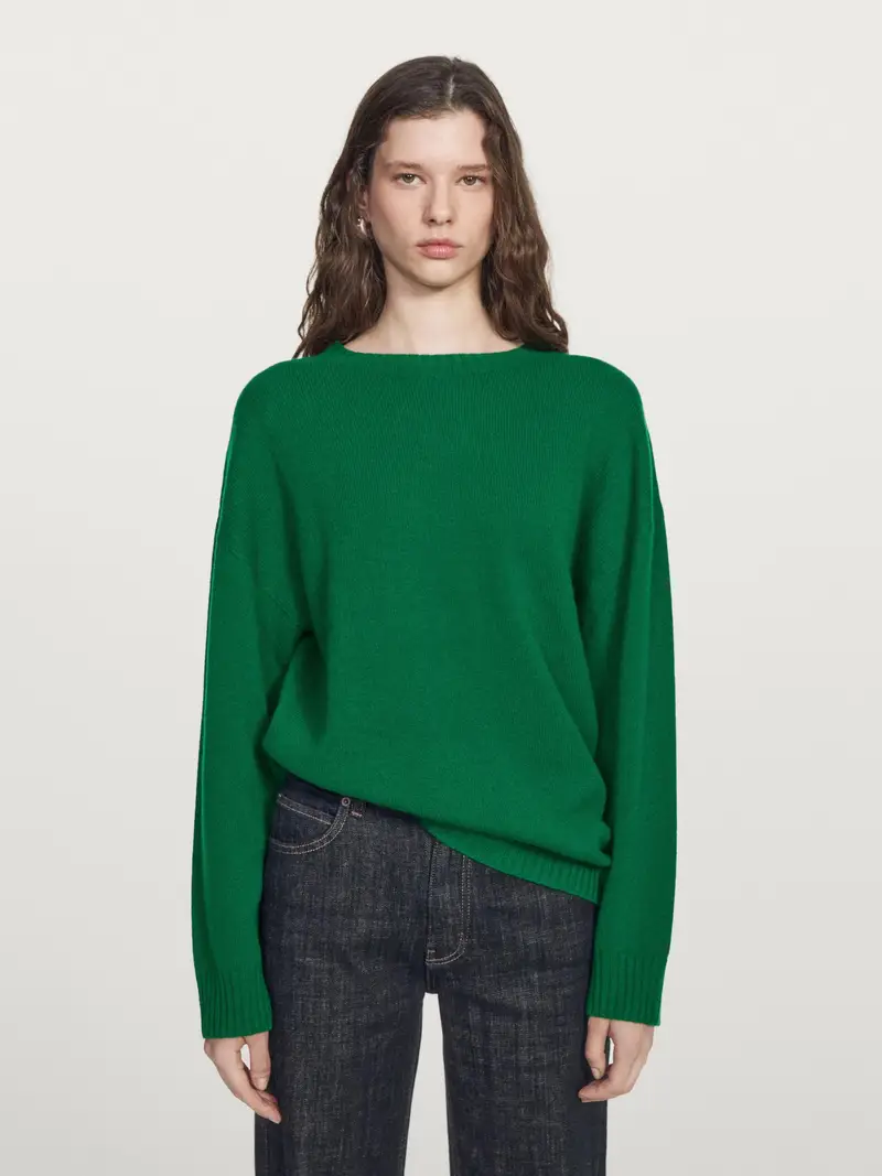 Maglia Con Collo Rotondo In Misto Lana - Verde Intenso - - Massimo Dutti - Femminile