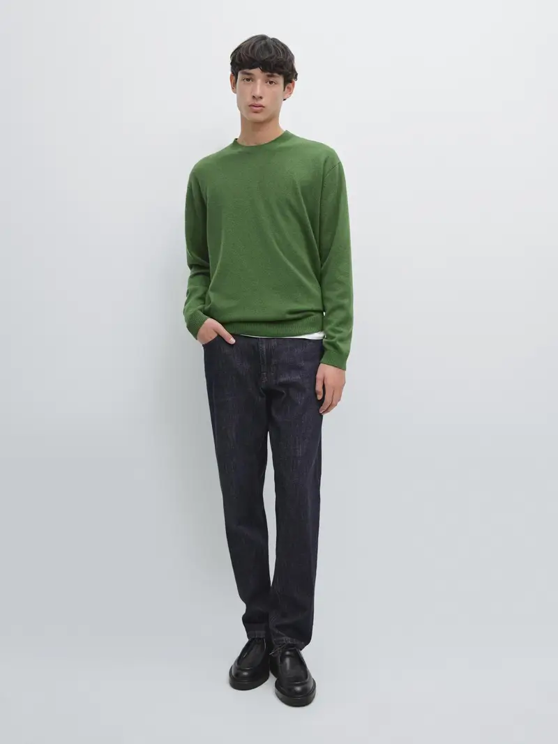Maglia Con Collo Rotondo In Misto Lana - Verde - - Massimo Dutti - Maschile