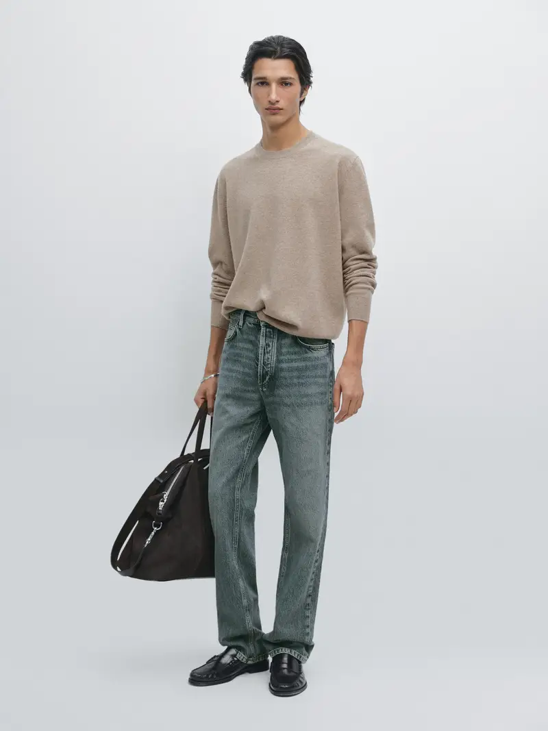 Maglia Con Collo Rotondo In Misto Lana - Visone - - Massimo Dutti - Maschile