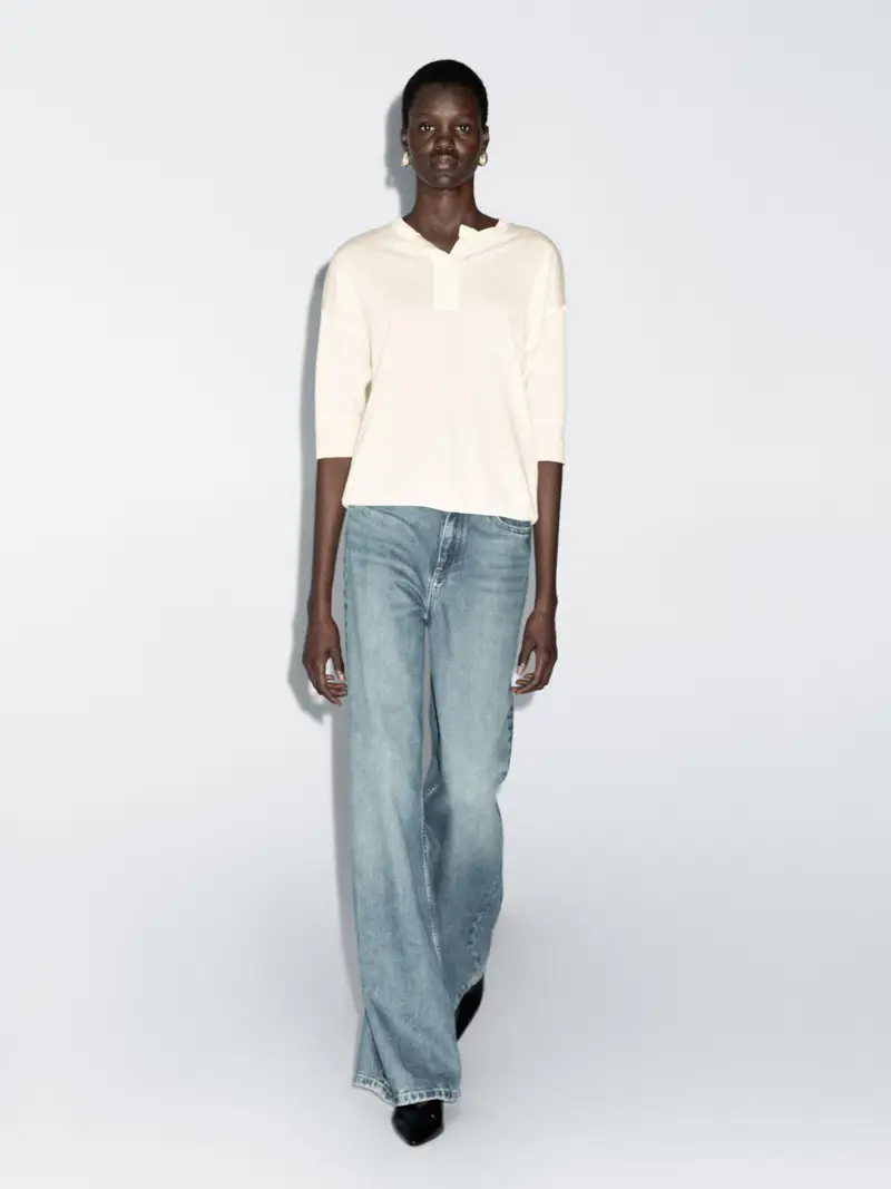 Maglia Con Collo Serafino In Misto Lana - Ecru - - Massimo Dutti - Femminile