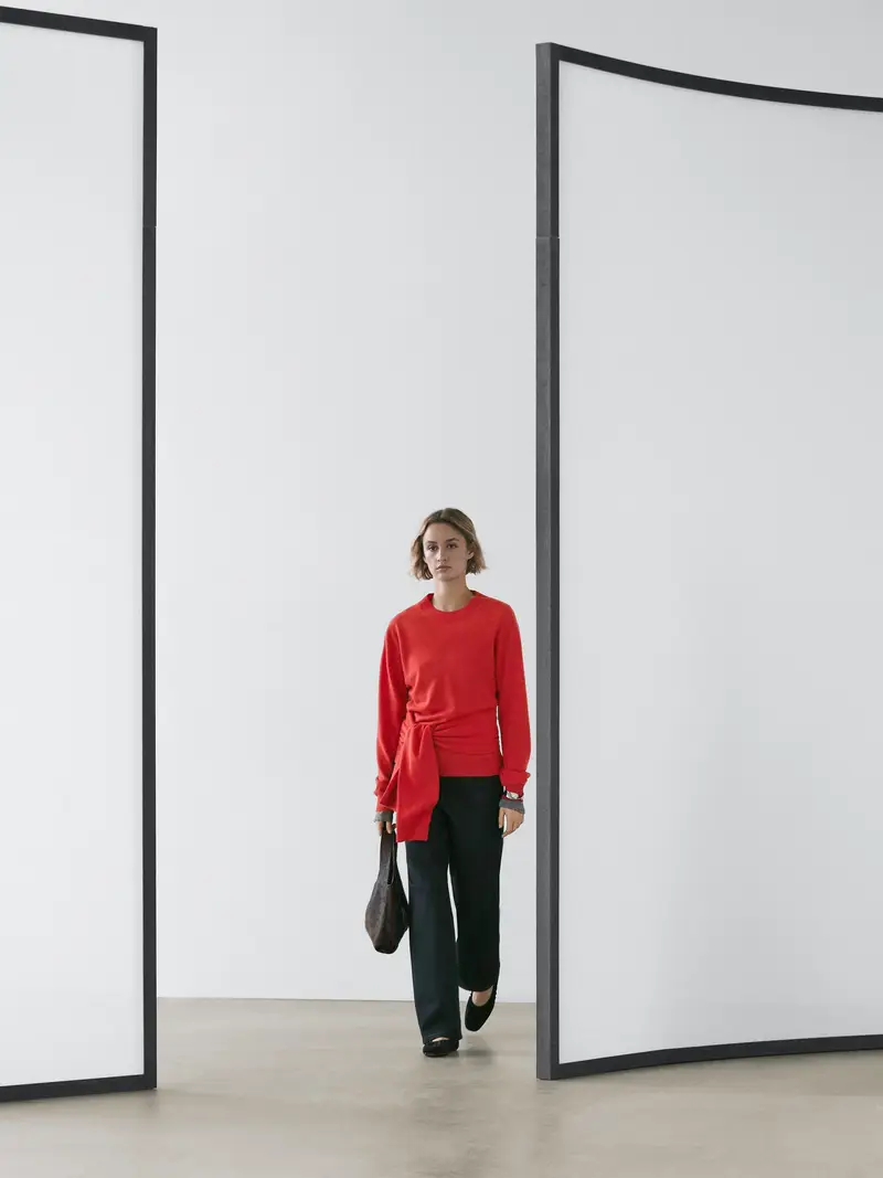 Maglia Con Dettaglio In Vita 100% Lana - Arancione - - Massimo Dutti - Femminile