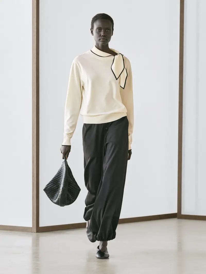 Maglia Con Foulard In Cotone - Ecru - - Massimo Dutti - Femminile