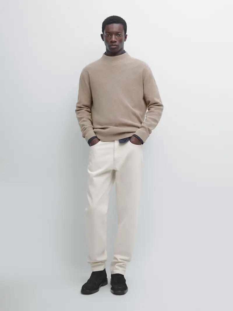 Maglia Con Mezzo Collo In Misto Cotone - Visone - - Massimo Dutti - Maschile