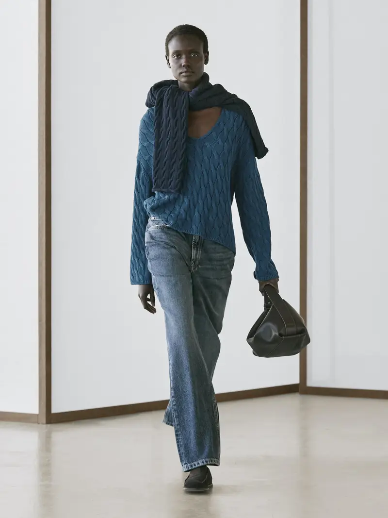 Maglia Con Nodi In Misto Cotone - Azzurro Forte - - Massimo Dutti - Femminile