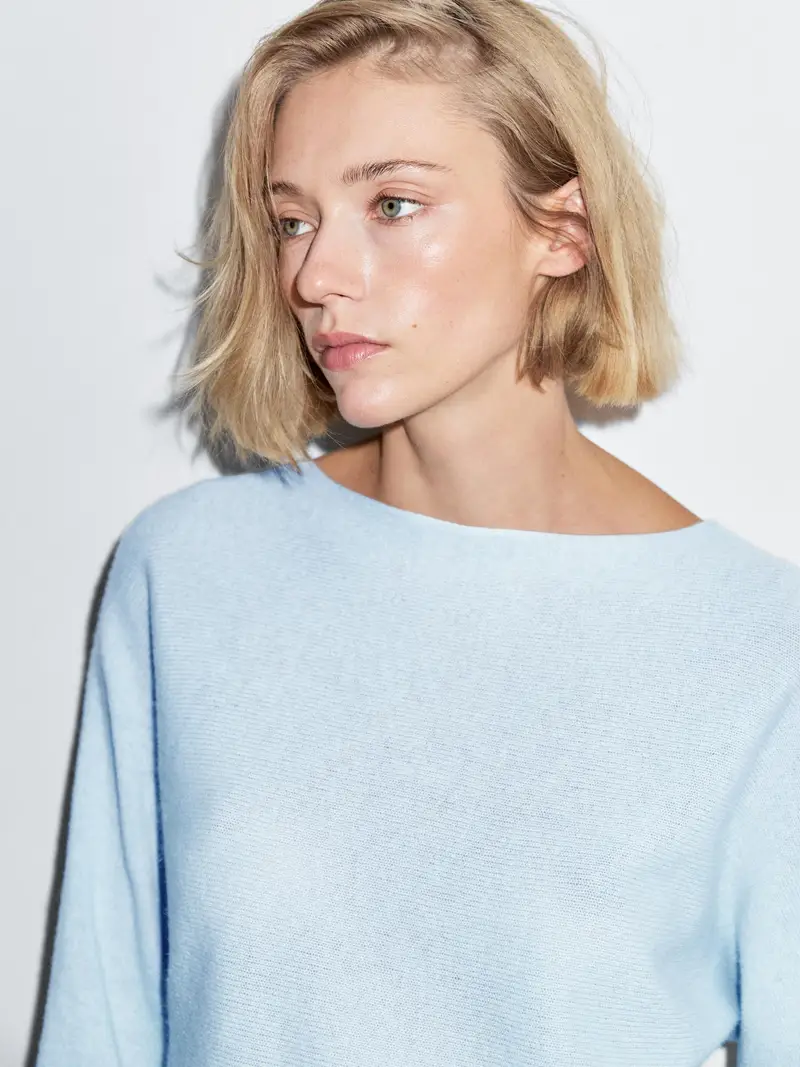 Maglia Con Scollo A Barchetta - Celeste - - Massimo Dutti - Femminile