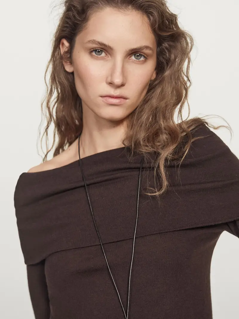 Maglia Con Spalle Scoperte In Misto Lana - Prugna - - Massimo Dutti - Femminile