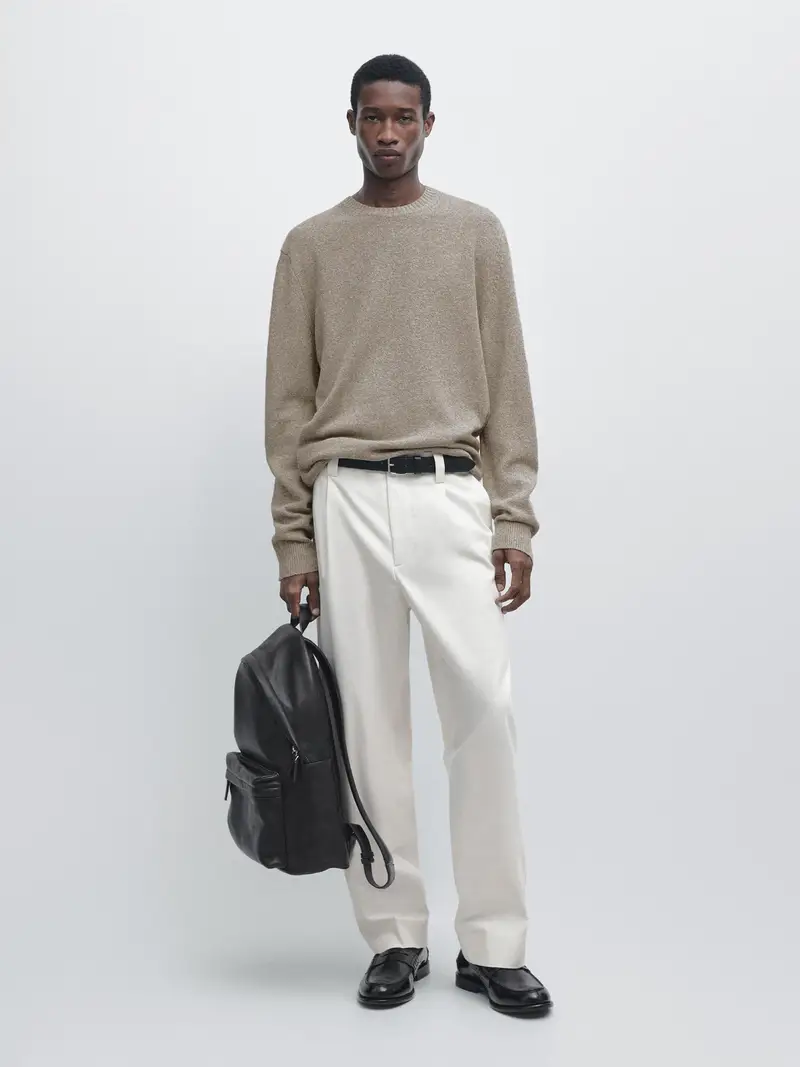 Maglia In Misto Cotone - Beige Vigoré - - Massimo Dutti - Maschile BEIGE VIGORÉ