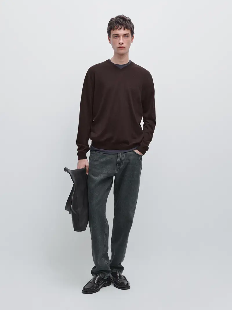Maglia In Misto Lana - Bordeaux - - Massimo Dutti - Maschile