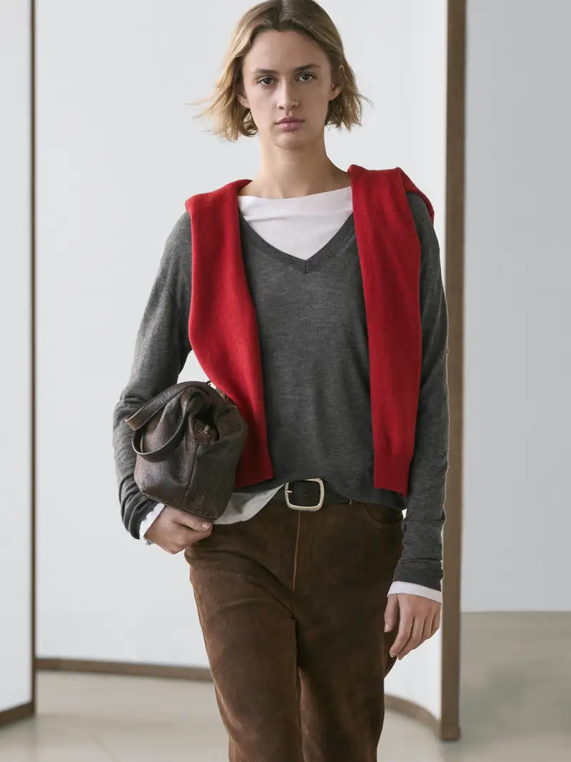 Maglia In Misto Lana E Seta - Grigio Medio - - Massimo Dutti - Femminile