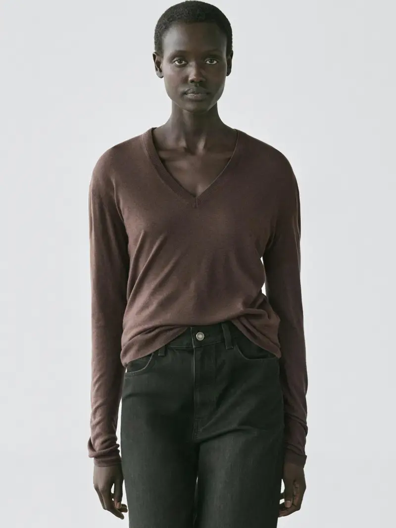 Maglia In Misto Lana E Seta - Marrone - - Massimo Dutti - Femminile