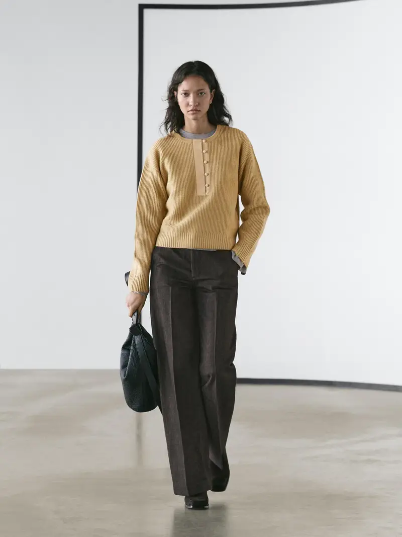 Maglia In Misto Lana - Senape - - Massimo Dutti - Femminile