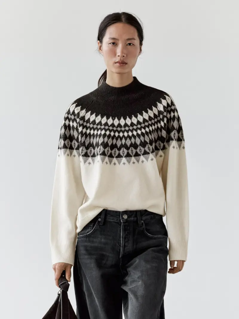 Maglia Jacquard In Misto Lana - Ecru - - Massimo Dutti - Femminile