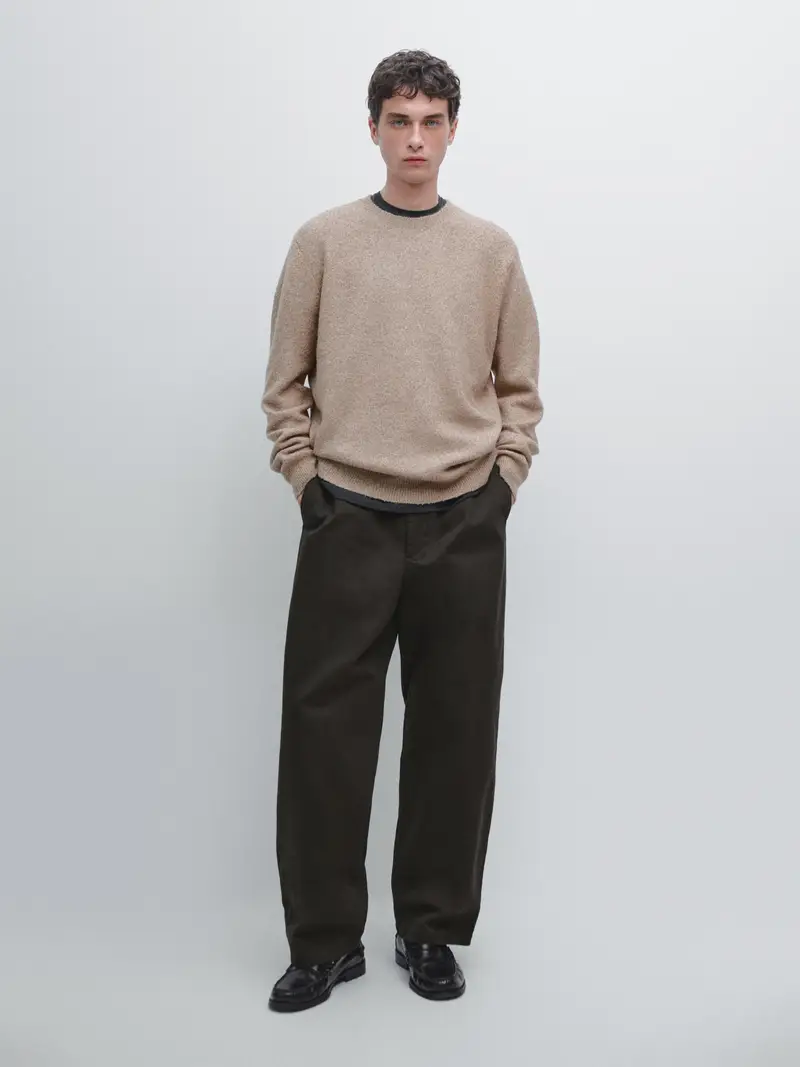 Maglia Jaspé Con Collo Rotondo - Visone - - Massimo Dutti - Maschile