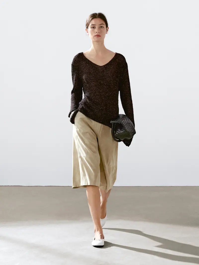 Maglia Mouliné In Misto Cotone - Marrone - - Massimo Dutti - Femminile