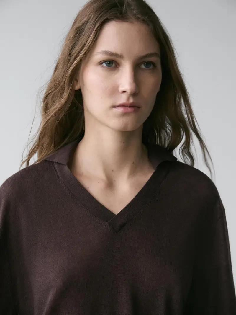 Maglia Oversize In Misto Lana E Seta - Marrone - - Massimo Dutti - Femminile