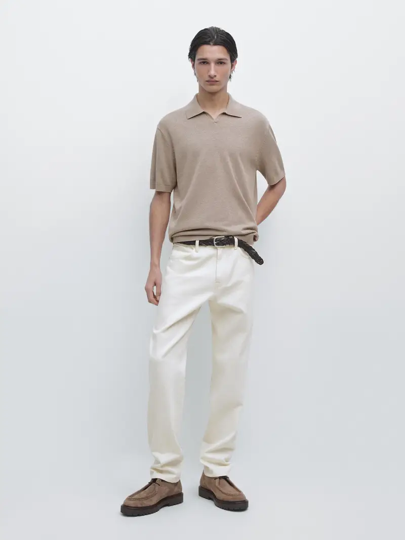 Maglia Stile Polo - Visone - - Massimo Dutti - Maschile