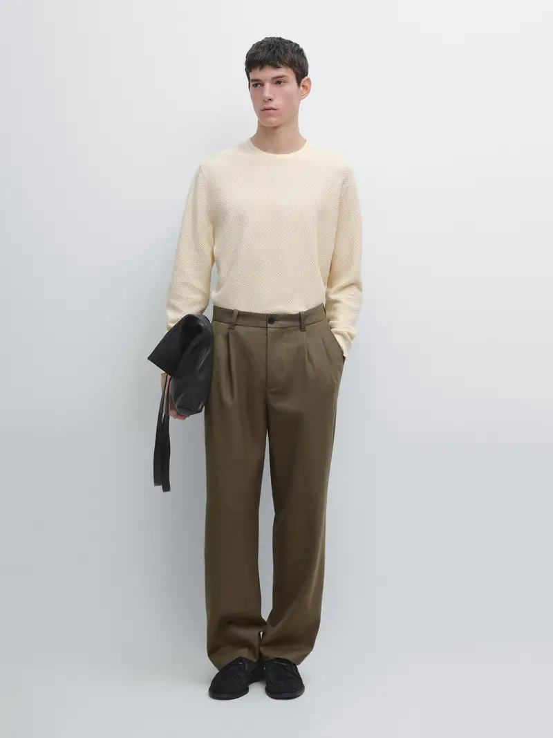 Maglia Strutturata In Misto Cotone - Beige - - Massimo Dutti - Maschile