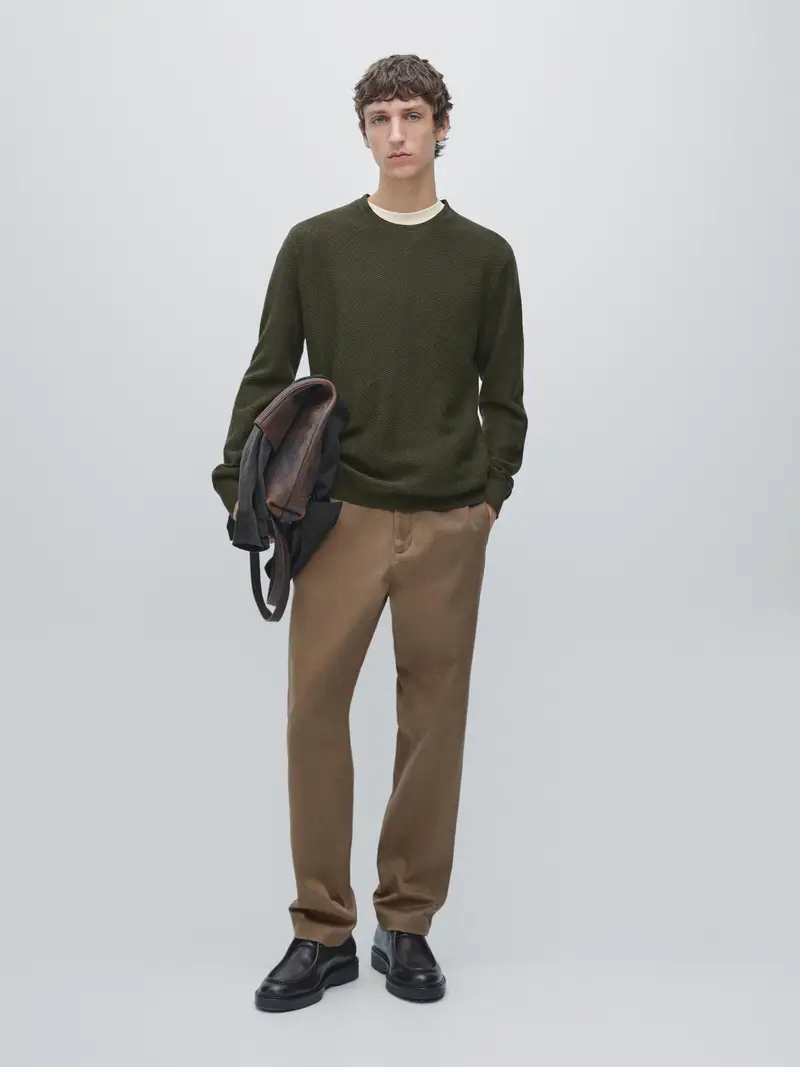 Maglia Strutturata In Misto Cotone - Verde - - Massimo Dutti - Maschile
