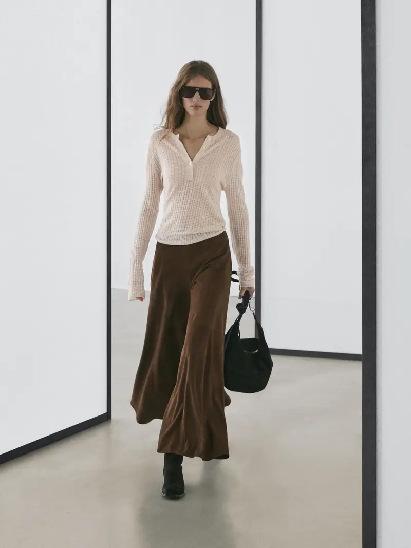 Maglia Traforata Con Collo A Serafino In Misto Lana - Ecru - - Massimo Dutti - Femminile